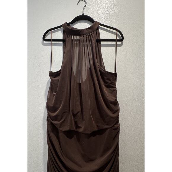 Abercrombie & Fitch Vol. 28 Maxi Dress Womens XXXL Brown Sheer Halter Open Back - Picture 4 of 10
